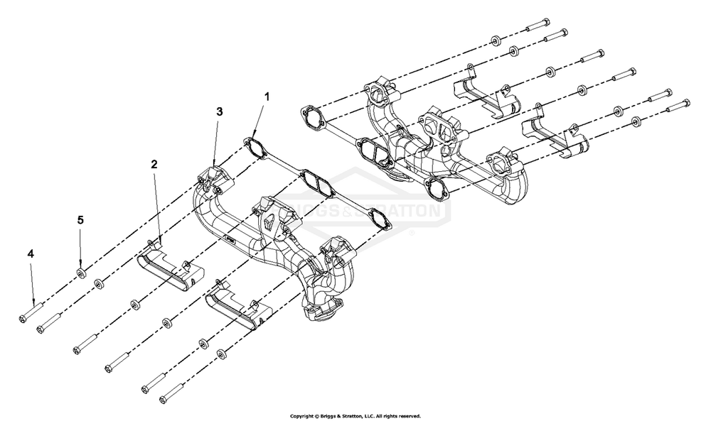 Engine Group - Exhaust Manifold Diagram and Parts List for 076660-01  Briggs and Stratton Generator